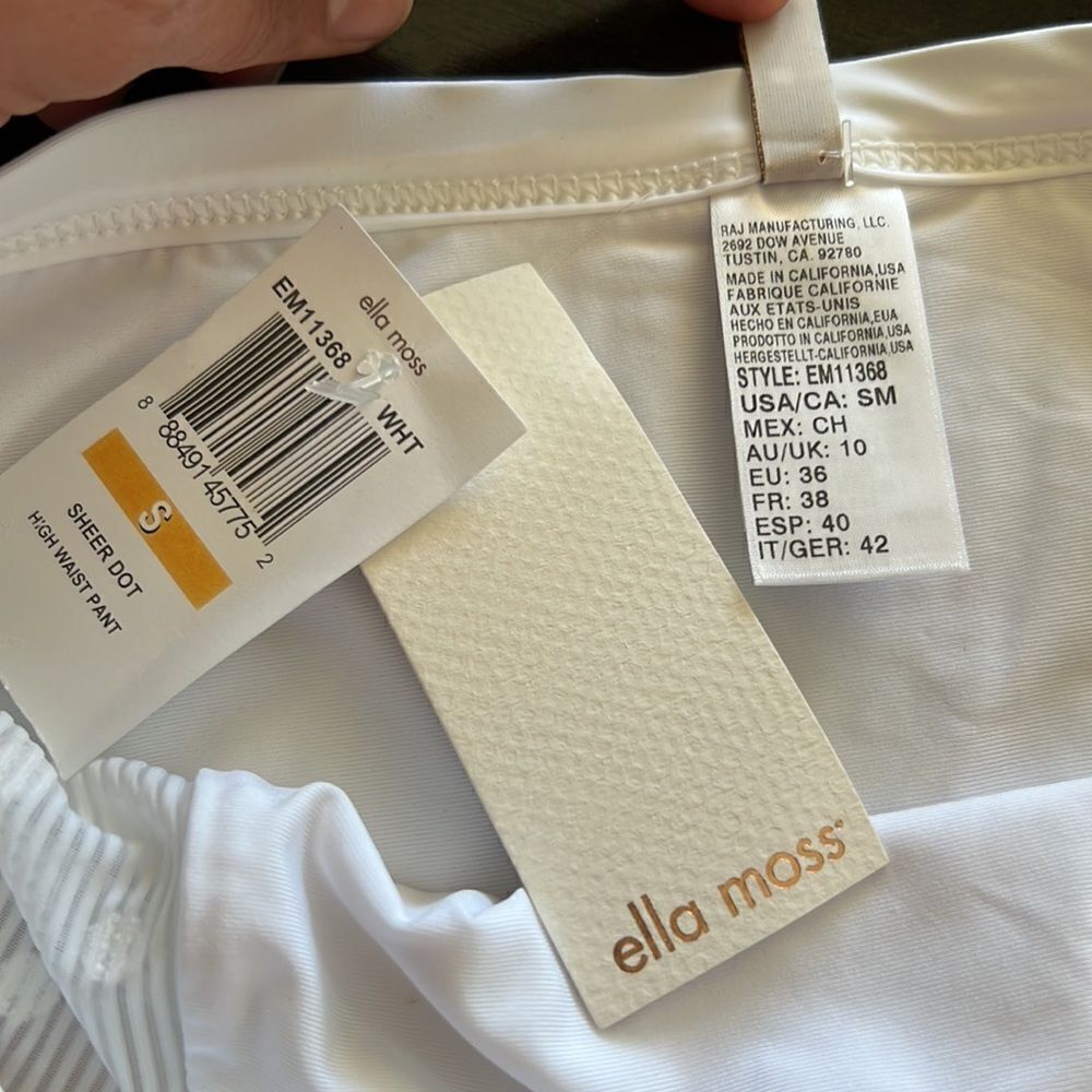 Ella Moss White Sheer Dot Panels High Waist Bikini Bottom Size Small — image 7 of 7